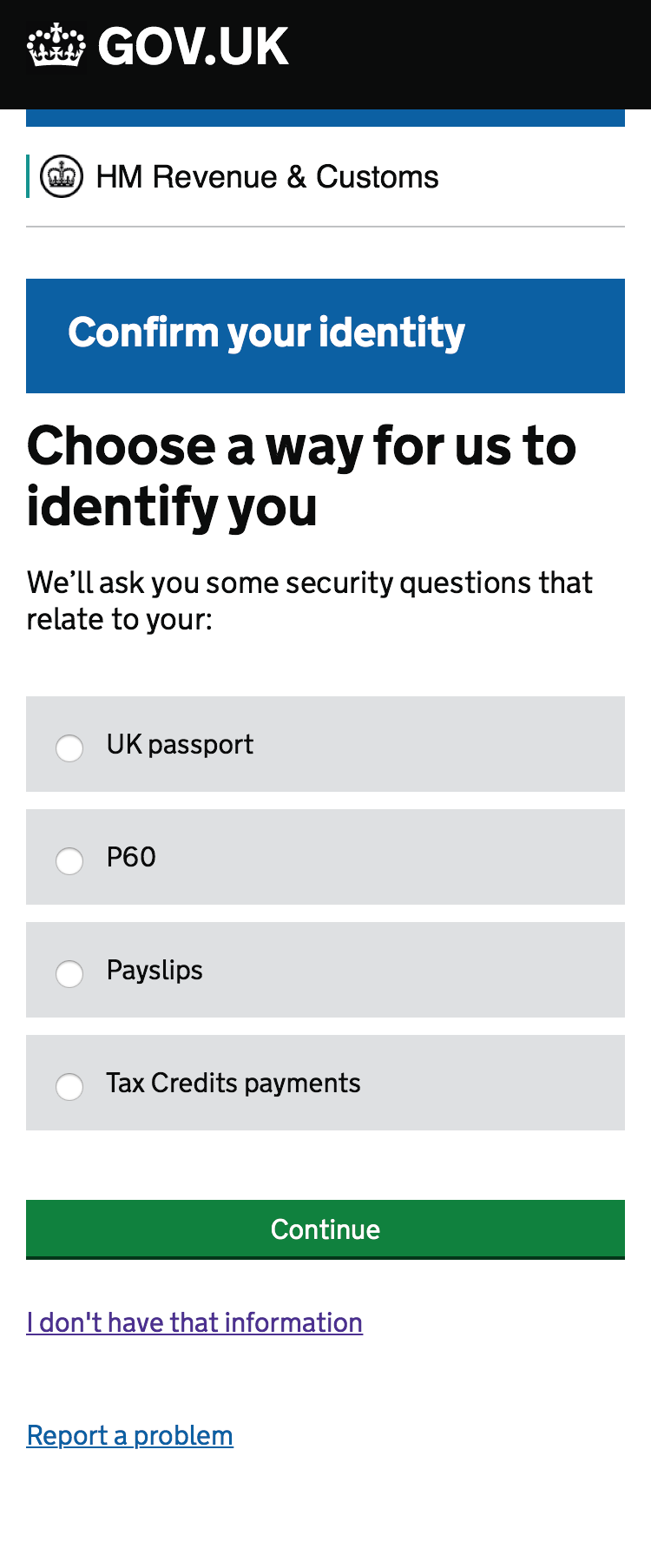 Identity verification screen design